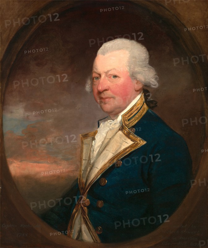 Captain John MacBride Inscribed, in artist's hand, in blue paint, lower left: "Captain MacBride" Signed and dated in blue paint, lower left: "1788", in later hand in blue paint, lower right: "Painted by | Gilbert Stewart | Born in America | 1754. Died 1828.", Gilbert Stuart, 1755-1828, American