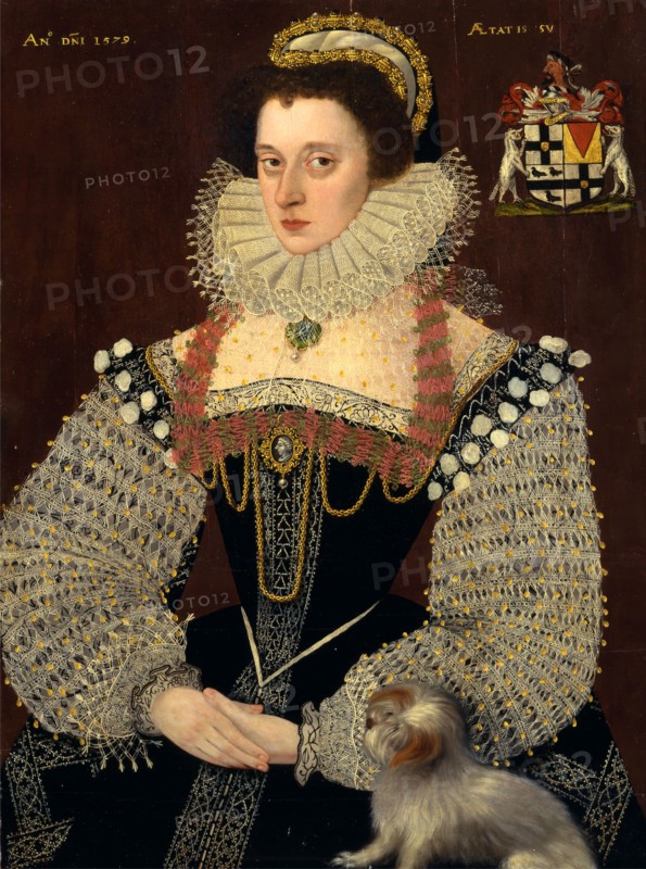 The Duchess of Chandos Frances, Lady Chandos Inscribed in yellow paint, upper right: "AETATIS SU" Dated in yellow paint, upper left: "ANO DNI 1579", John Bettes the Younger, died 1616, British