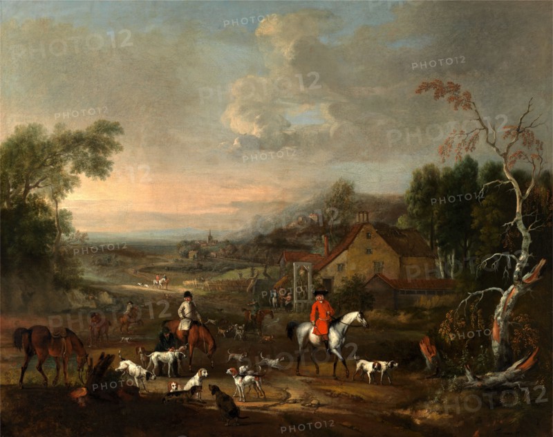 The Reverend Jemmet Browne at a meet of foxhounds Rev. Jemmet Browne at a Meet of Foxhounds Rev. Jemmet Browne at a Meet of Foxhounds (?) at Riverstown, Co. Cork, Ireland Signed in black paint, lower right: "P. Tillemans. F", Peter Tillemans, 1684-1734, Flemish