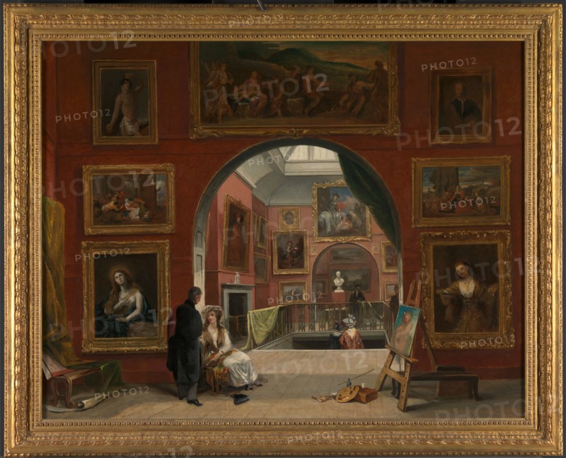 Interior of the British Institution (Old Master Exhibition, Summer 1832) Signed and dated in white paint, lower right: "Alfred Woolmer | 1833", Alfred Joseph Woolmer, 1805-1892, British