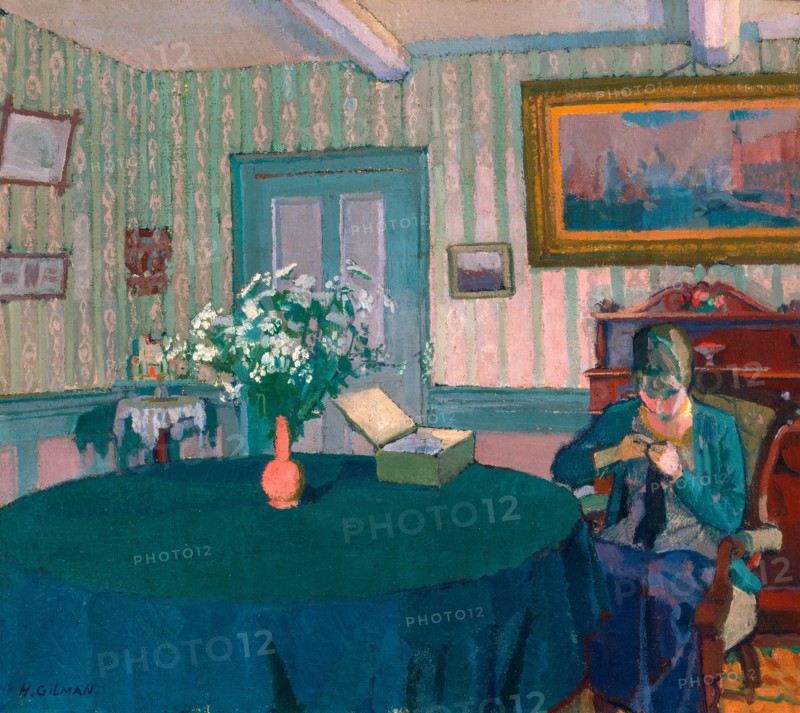 Sylvia Darning Signed in lower left: "H. Gilman", Harold Gilman, 1876-1919, British