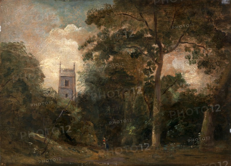 A Church in the Trees Stoke-by-Nayland Church, Attributed to John Constable, 1776-1837, British