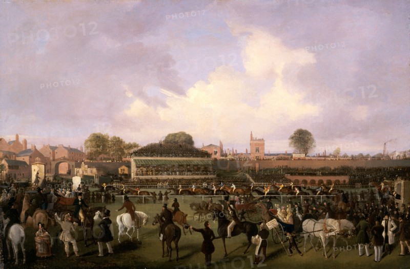 Lord Westminster's Cardinal Puff, with Sam Darling Up, Winning the Tradesman's Plate, Chester Chester Racecourse with 'Cardinal Puff' Winning the Tradesman's Plate, 1839, William Tasker, 1808-1852, British