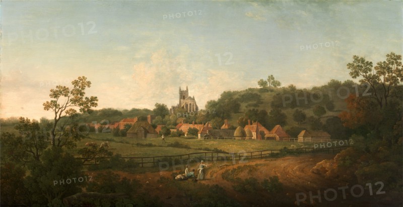 A Distant View of Hythe Village and Church, Kent Signed, lower center: "A. Nelson", Arthur Nelson, active 1765-1773, British