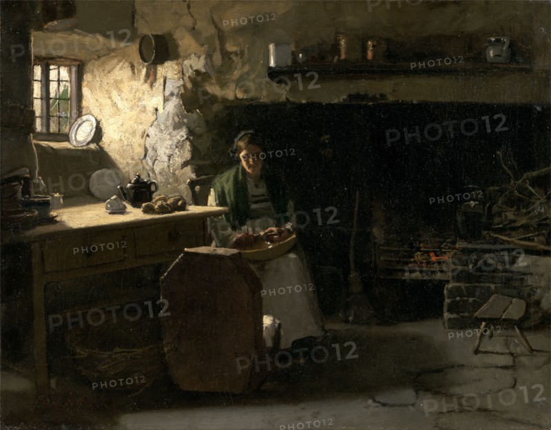 Peeling Potatoes Signed, lower left: "Frank Holl", Frank Holl, 1845-1888, British
