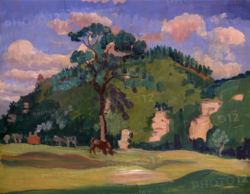 Landscape with a Grazing Horse Signed in pencil, lower right: "J D Innes", James Dickson Innes, 1887-1914, British