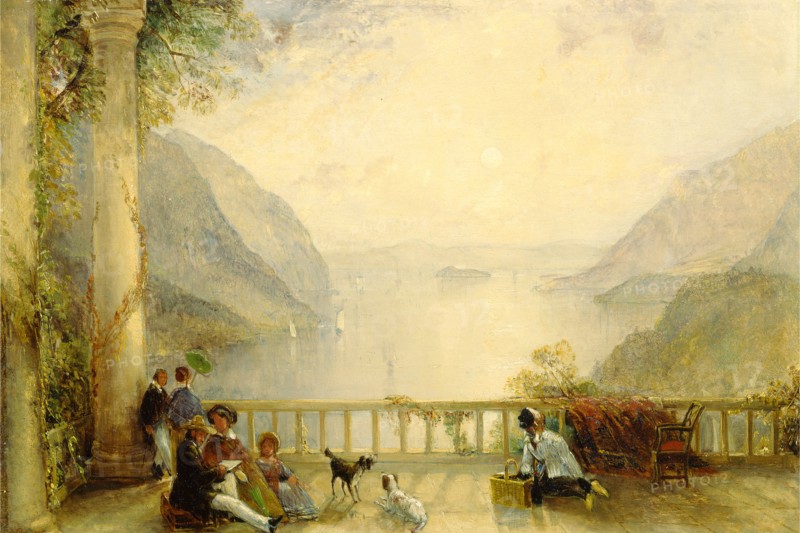 Figures on a Balcony, probably at Westpoint, Thomas Creswick, 1811-1869, British
