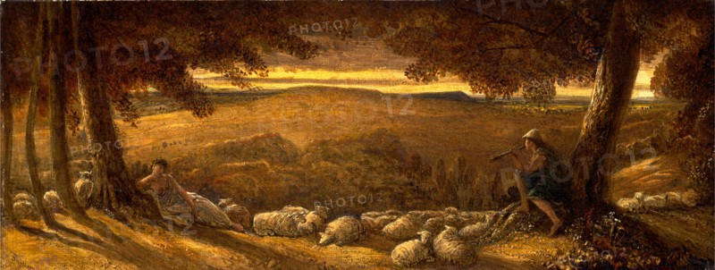 Evening Pasture Signed, lower left: "J SMETHAM", James Smetham, 1821-1889, British
