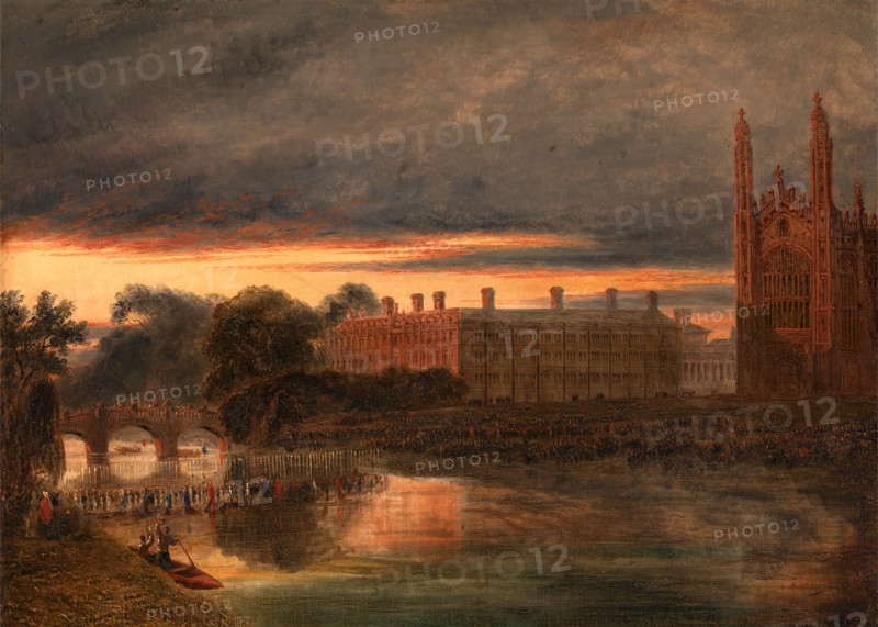 Procession of Boats on the River Cam below Clare College, Cambridge, Richard Banks Harraden, 1778-1862, British
