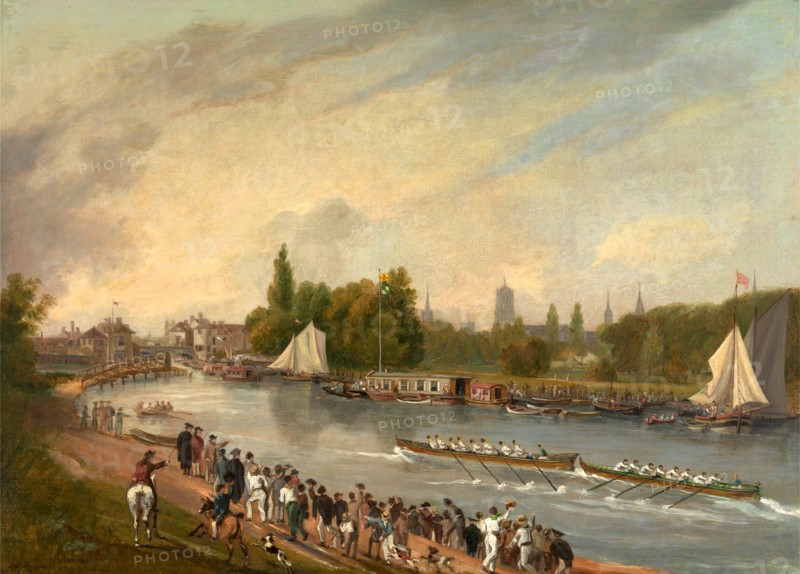 A Boat Race on the River Isis, Oxford Signed, lower left: "J Whessll", John Whessell, 1760-ca. 1823, British