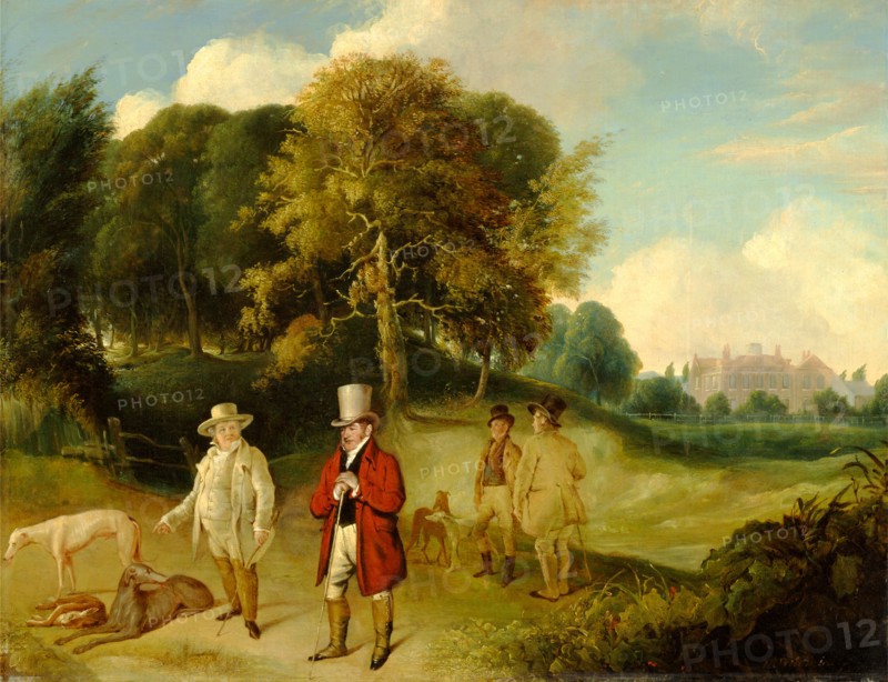 J.M.W. Turner and Walter Fawkes at Farnley Hall J. M. W. Turner and Walter Fawkes at Farnley Hall After Coursing Signed in white paint, lower right: "J R Wildman Pinx", John R. Wildman, active 1823-1839, British