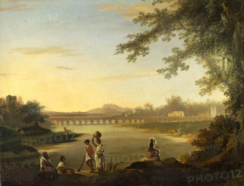 The Marmalong Bridge, with a Sepoy and Natives in the Foreground Extensive View of the Marmalong, Previously the Armenian Bridge, William Hodges, 1744-1797, British
