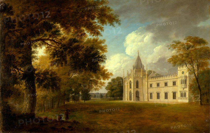 Lee Priory, Kent Signed and dated in ocher-color paint, lower left: "Dixon Pinx. | 1785", unknown artist, 18th century, British