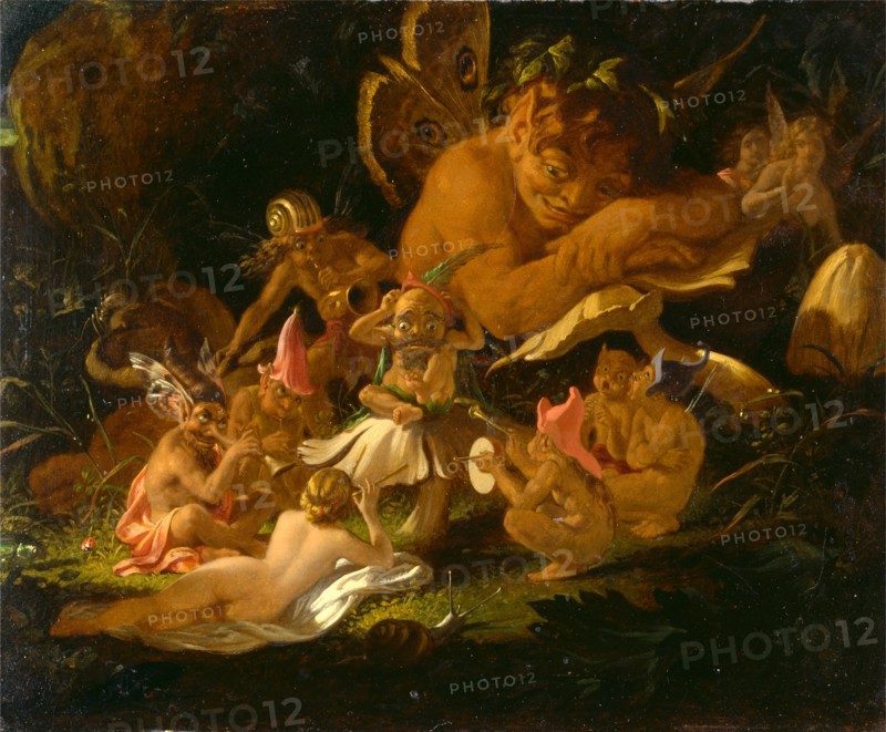 Puck and Fairies, from "A Midsummer Night's Dream" Elves and Fairies - "A Midsummer Night's Dream", Act II, Scene II, Joseph Noel Paton, 1821-1901, British