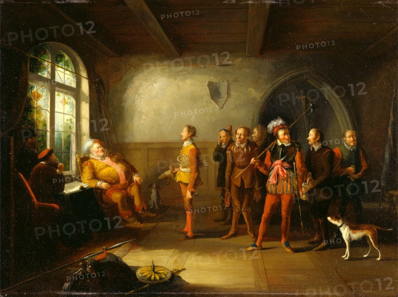 Falstaff and the recruits, from "Henry IV, Part II", John Cawse, 1779-1862, British