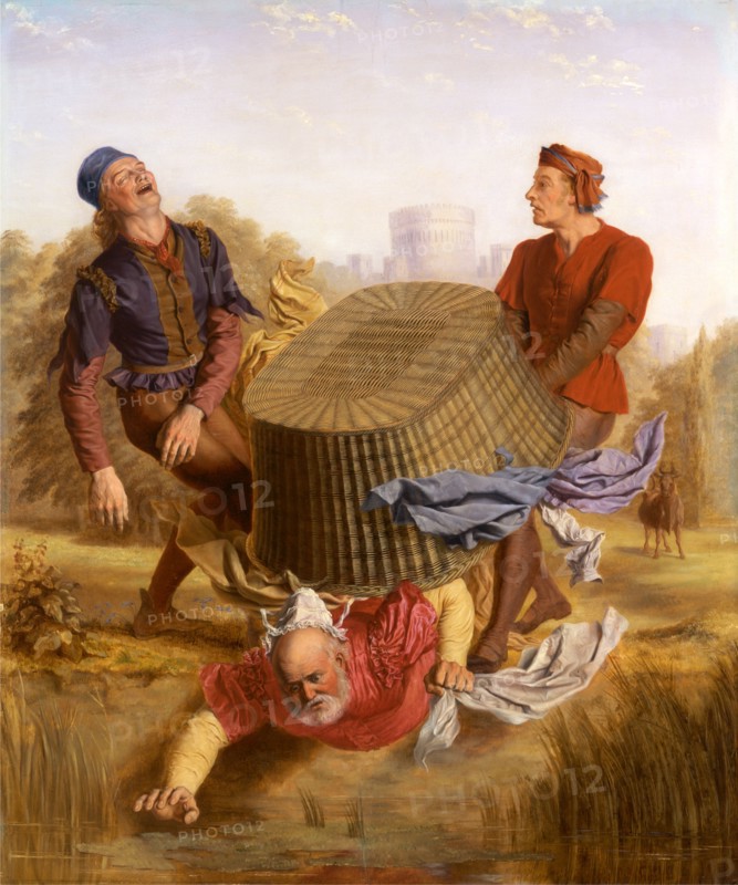 Buck Washing on Datchet Mead from 'The Merry Wives of Windsor,' III, v Signed and dated in brown, lower center left: "I.S. Clifton 18 [?]", John S. Clifton, active 1852-1869, British