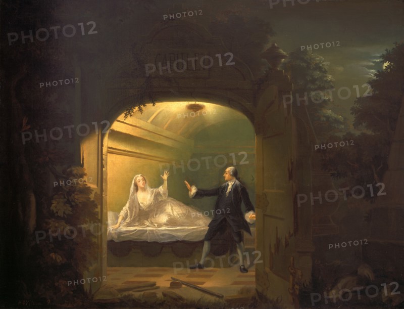David Garrick and George Anne Bellamy in "Romeo and Juliet", Act V, Scene iii Signed and dated, lower left: "B Wison Pinxit 1756", Benjamin Wilson, 1721-1788, British