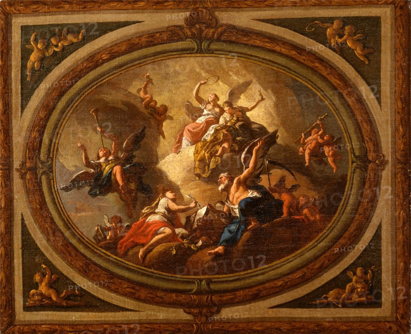 Sketch for an oval ceiling, Attributed to Louis Laguerre, 1663-1721, French