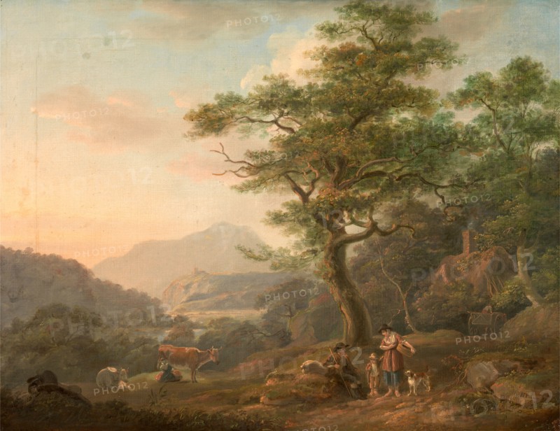 A Landscape with Figures Signed, lower right: "N. Pocock | 179[?]", Nicholas Pocock, 1740-1821, British