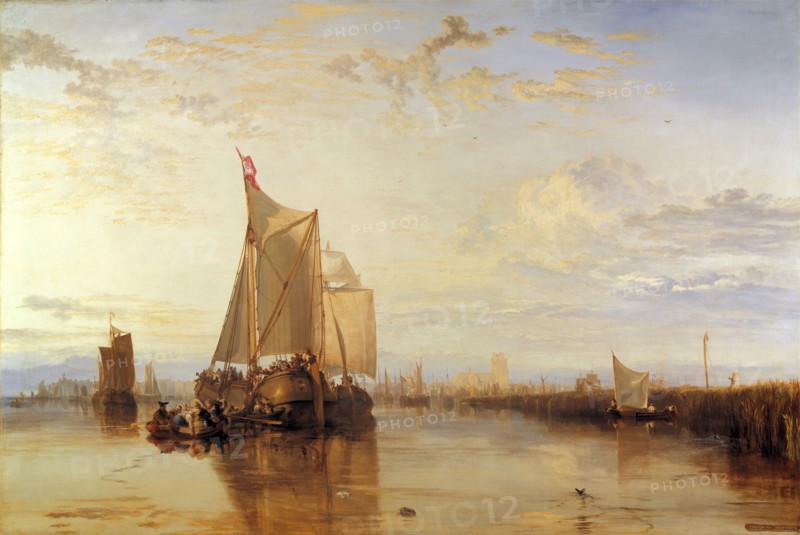 Dort or Dordrecht: The Dort packet-boat from Rotterdam, The Netherlands becalmed Inscribed, lower right: "Dort" Signed and dated, lower right: "JMW Turner RA 1818", Joseph Mallord William Turner, 1775-1851, British