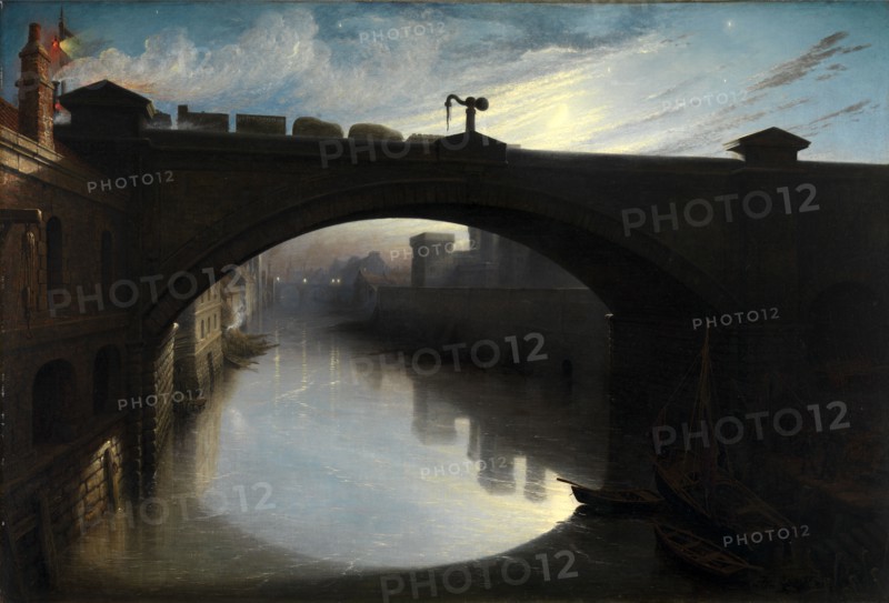 Railway Bridge over the River Cart, Paisley Signed and dated in black paint, lower right: "18 WHP[in monogram] 57", Walter Hugh Paton, 1828-1895, British