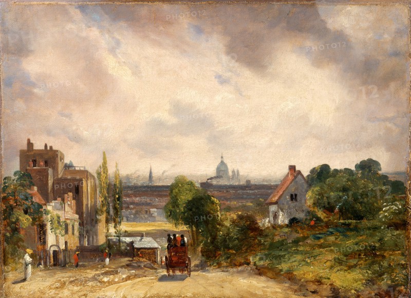 Sir Richard Steele's Cottage, Hampstead A View of London, with Sir Richard Steele's House, John Constable, 1776-1837, British