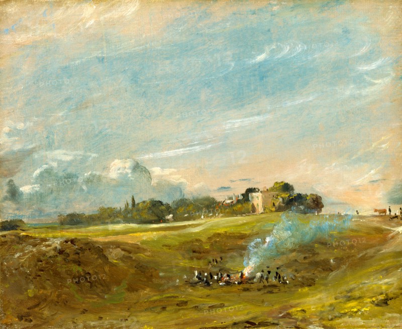 Hampstead Heath, with a Bonfire Hampstead Heath Hampstead Heath, with figures round a bonfire, John Constable, 1776-1837, British