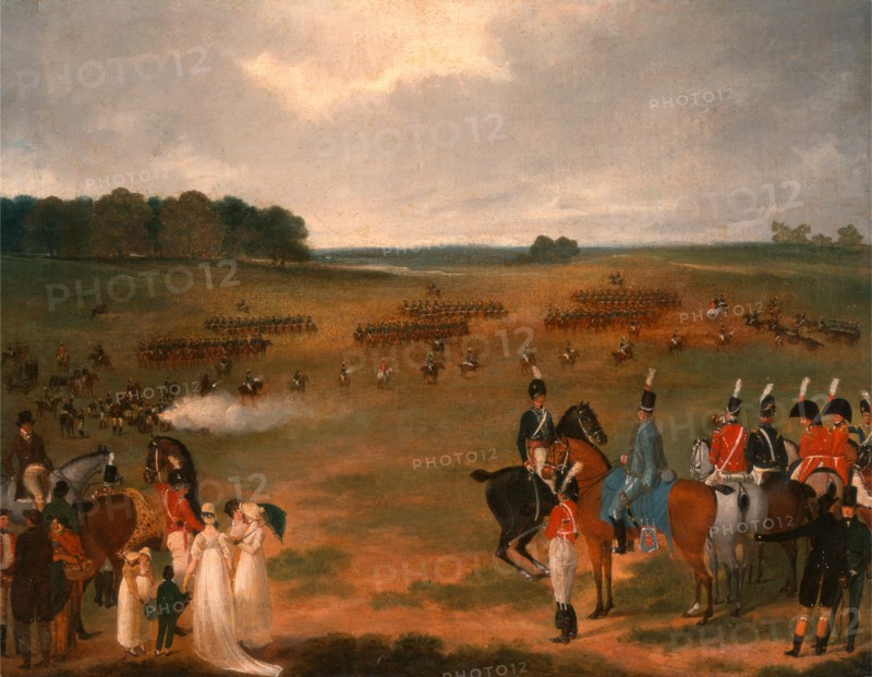 A Review of the London Volunteer Cavalry and Flying Artillery in Hyde Park in 1804 A Review of a Yeomanry Regiment of a Plain on the Outskirts of London, unknown artist, 18th century, British