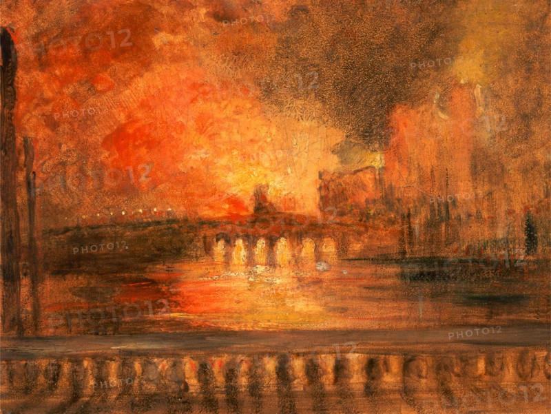 London, the Burning of the Houses of Parliament Fire at the House of Commons, unknown artist, 19th century, British