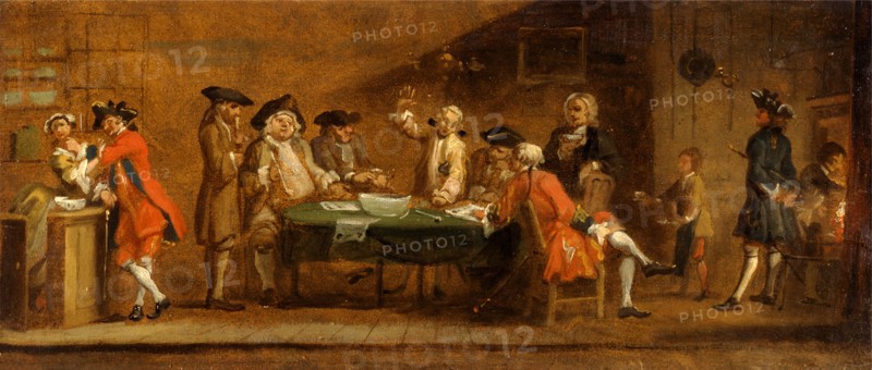 Figures in a Tavern or Coffee House The Coffee House Politicians, Attributed to Joseph Highmore, 1692-1780, British
