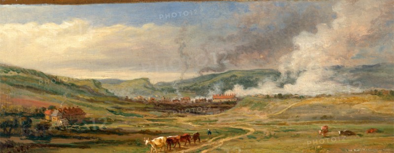 Landscape near Swansea, South Wales Signed in verso, branded into wood: "IW RA", James Ward, 1769-1859, British