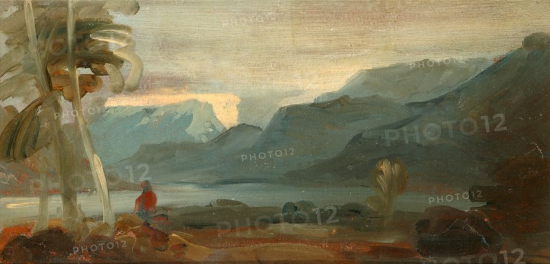 Mountainous Landscape with Figures and Cattle Rocky Landscape with Figures and Cattle Resting, unknown artist, 19th century, British