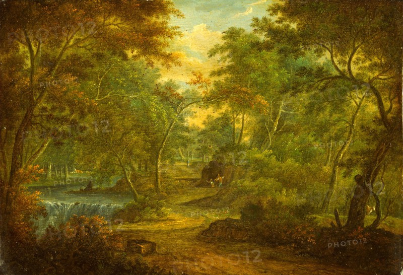 A Wooded Landscape with a Stream and a Fisherman, Thomas Smith of Derby, ca. 1720-1767, British