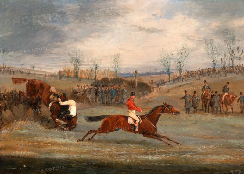 Scenes from a steeplechase: Near the Finish A Steeplechase: Another Hedge Signed in black paint, lower left: "H. Alken", Henry Thomas Alken, 1785-1851, British