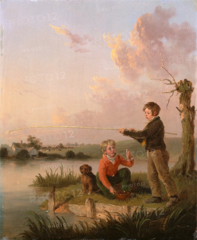 The Young Anglers The Young Fishermen Signed, lower center: "E. Bristow", Edmund Bristow, 1787-1876, British