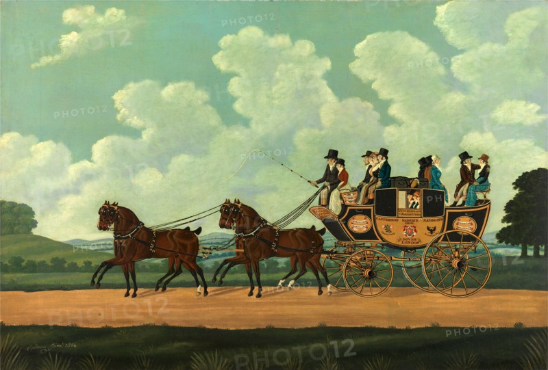 J. & W. Chaplin's Dover-London Stage on the Road Signed and dated, lower left: "Cordrey pinx : 1814", John Cordrey, active 1765-1825, British