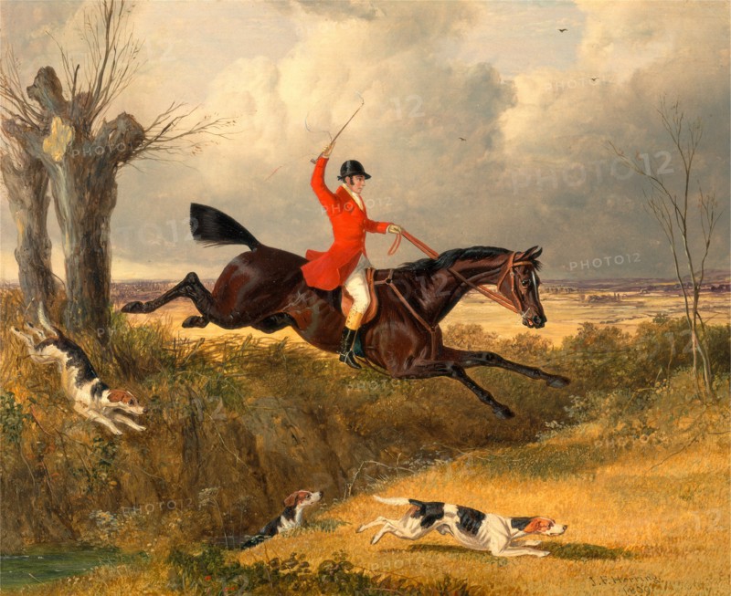 Foxhunting: Clearing a Ditch Signed and dated, lower right: "J. F. Herring. | 1839.", John Frederick Herring, 1795-1865, British