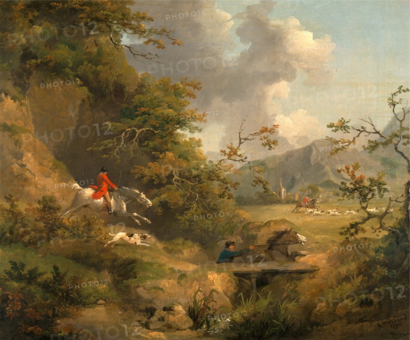 Foxhunting in Hilly Country Signed and dated, black paint, lower right: "G. Marland|1792", George Morland, 1763-1804, British