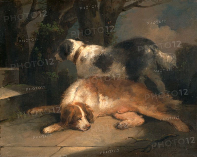 Setters Retrievers Signed, lower right: "g morland | pinx", George Morland, 1763-1804, British