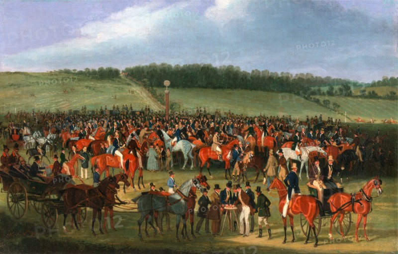 Epsom Races: The Betting Post Signed and dated, black paint, lower left: "J Pollard | 1834", James Pollard, 1792-1867, British