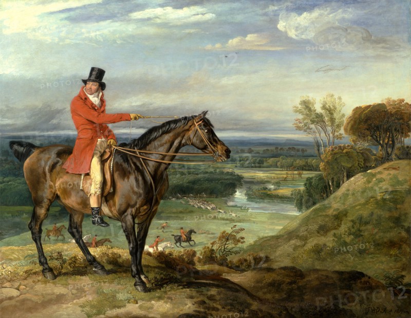 Theophilus Levett and a Favorite Hunter John Levett Hunting at Wychnor, Staffordshire Signed and dated, lower right: "JWARD [monogram] RA 1871.", James Ward, 1769-1859, British