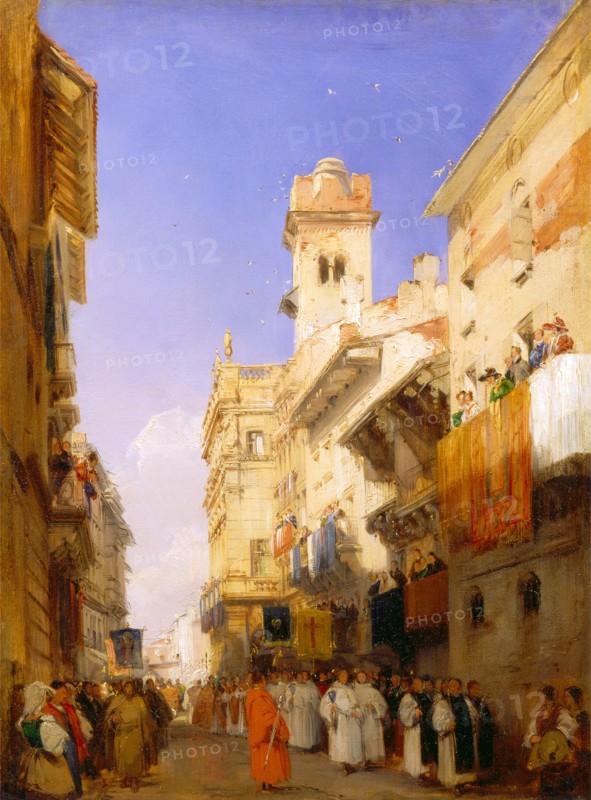 Corso Sant'Anastasia, Verona Corso Sant'Anastasia, Verona, Italy A highly finished view of the Palace of Count Maffei at Verona, Richard Parkes Bonington, 1802-1828, British