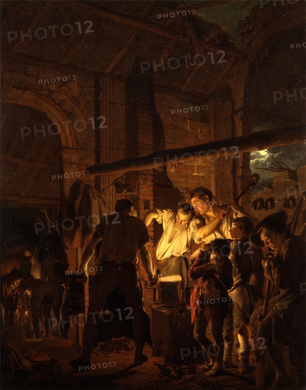The Blacksmith's Shop Signed and dated, lower right: "Jo:[symbol] Wright | Pinx [symbol] 1771.", Joseph Wright of Derby, 1734-1797, British
