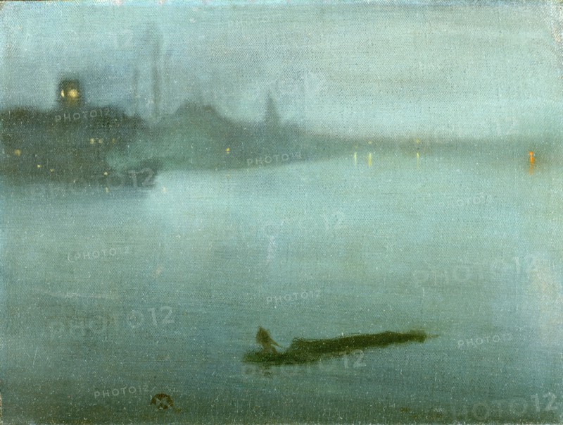 Nocturne in Blue and Silver Signed in monogram with butterfly, lower left, James McNeill Whistler, 1834-1903, American