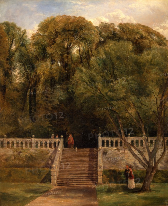 On the Terrace at Haddon Hall, Derbyshire Signed and dated, lower right: "T. Creswick | 1840", Thomas Creswick, 1811-1869, British