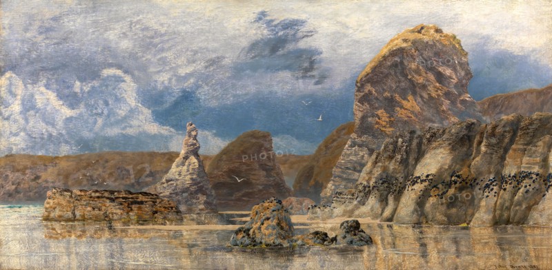 Seascape Coastal landscape with cliffs and jagged rocks [signed and dated lower right] Signed and dated, lower right: "John Brett 1887", John Brett, 1831-1902, British