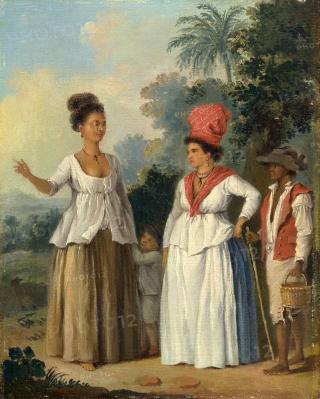 West Indian Women of Color, with a Child and Black Servant Two West Indian Women of Color, a Child Holding the Hand of One and attendant Black Servant, Agostino Brunias, 1728-1796, Italian