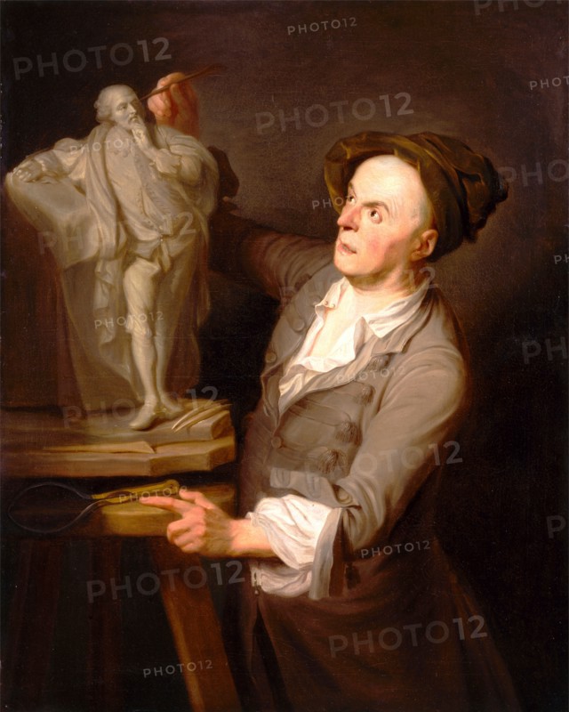 Louis-Francois Roubiliac Modelling His Monument to Shakespeare, Adrien Carpentiers, active 1739-1778, Flemish