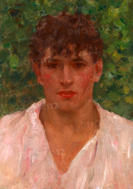 Portrait of a Young Man with Open Collar, Henry Scott Tuke, 1858-1929, British