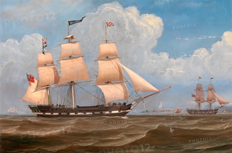 The English Merchant Ship 'Malabar' Signed and dated in red paint, lower left: "W. Clark | 1836", William Clark, 1803-1883, British